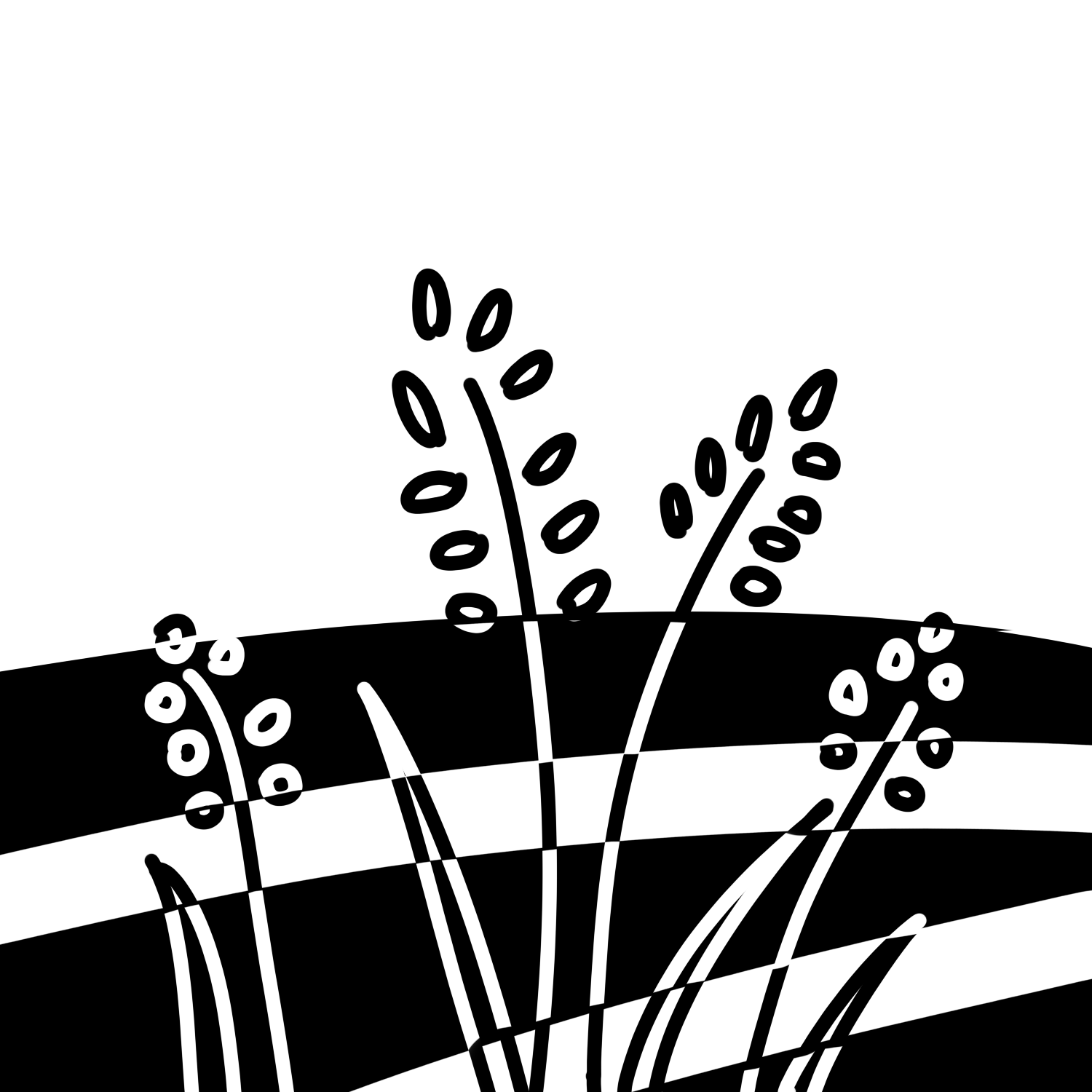 In black and white. A stylistic illustration of rice plants.